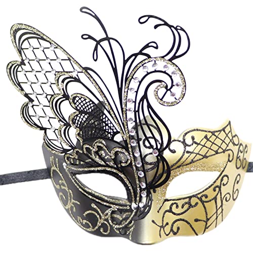 ONDIAN Maskerade masker maskerade dansmasker Halloween feestmasker voor feest cosplay (kleur: goud, maat: gratis)