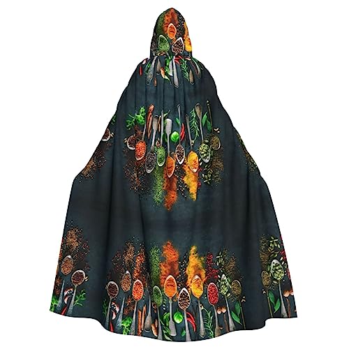 RFSHOP Specerijen Specerijen Print Mannen en Vrouwen Hooded Mantel Lange Cape, voor Kerstmis Halloween Cosplay Kostuums 150 cm