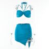 DHaey Sexy Babes Tweedelige Set Borst Wikkel Zomer Halter Bustier Buisvormige Bustier En Rokken Kostuums Vrouw Club Feest Outfits-Blauw-S