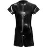 Maeau Heren lakleer catsuit wet look lak mesh bodysuit front rits catsuit playsuit jumpsuit clubwear kostuum zwart, zwart, L