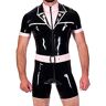 IDOBLO Latex Cosplay Uniform Zwart Roze Bodys 0.4mm-Aanpassen, Aanpassen, XL