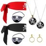 VIKSAUN Piraten Captain Dress Up Set, piratenkostuum accessoires, piratenhoed voor kinderen, creolen, piraten, ooglapjes, piraten, hoofddoek, voor carnaval, Halloween, piratenfeest, kostuum, prop (8