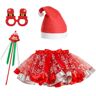 shizuku Kerstelf kostuum kinderen,Leuk 4-delig kerstmankostuum voor meisjes   Kerstoutfit met rokbril Kerstmutsbril voor kindermeisjes