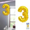 Cepewa Folieballon getal drie, goud, H100 cm, BOPA/PET, cijferballon voor verjaardagsfeest (1 x folieballon 3 goud)