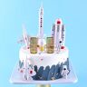FZSECRIU 7 stuks Happy Birthday-slinger, taartdecoratie voor eerste schooldag, taartdecoratie voor jongens, raketten, aero-raketten, ruimteshuttle