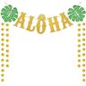 Floatdream Hawaiiaanse Aloha-Decoraties, Hawaiian Tropical Party Hawaii, Hawaiiaanse Aloha Banner, voor Tuin, Outdoor Party, Indoor Party, Hawaii Party & Beach Party Decoratie (Goud)