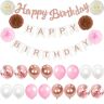 Moorle Happy Birthday Verjaardagsdecoratie, roségouden verjaardagsdecoratie, roze verjaardagsdecoratie, zijdepapier, pompons voor verjaardagsdecoratie, meisjes en jongens