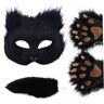 XJKLBYQ harige masker, nep Therian Tails en Faux Therian Paws handschoenen, zachte harige therian spullen, harige kostuum voor voor maskerade feest paascosplay