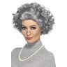 Smiffys Dames grootmoederset, pruik, bril en parelketting, één maat, grijs, 44632