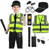 Aomig Politiekostuums Voor Kinderen, 8 Stuks Politieagent Verkleden met Vest en Hoed, Kinderpolitieagent Kostuumset, Politieagent Outfit Cosplay, Politieagent Kostuum Voor Jongens Meisjes, Halloween