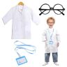 MIVAIUN 3 stuks kinderarts-wetenschapper verkleedkledij, witte wetenschapper arts laboratoriumjas met bril, werkkaart, wetenschapper dokterskostuum, verkleedaccessoires voor rollenspel,