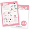 Des Contes de 9 Mois Set van 24 voorspellingskaarten voor geboorte, baby, voor babyshower, roze