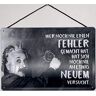 Blechemma Metalen bord met koord 18 x 12 cm Einstein: Wie nog nooit een fout heeft gemaakt, heeft nog nooit iets nieuws geprobeerd