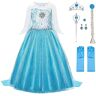 URAQT Elsa-jurk, Elsa-prinseskostuum Met Prinsessenkroon-Toverstafaccessoires, Prinsessenjurk Voor Meisjes, Luxe Glanzende Mantelkostuum Voor Feest/Cosplay/Bruidsmeisje