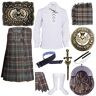 Highland Kilt Schotse kilts outfit set voor heren, verweerde Mackenzie tartan met distelkamaccessoires (navel 106 cm, verweerde Mackenzie), Verweerde Mackenzie