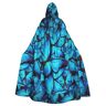 WURTON Vele blauwe vlinder print capuchon mantel lang voor carnaval cosplay kostuums 185 cm, carnaval carnaval cosplay