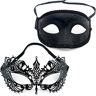 DHER maskerade kant masker carnaval feest masker Venetiaanse carnaval maskers 2-delige partij metalen diamanten ijzeren maskerset, maskerade maskerade maskers paar maskerade maskers ooglapjes