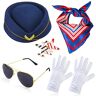 Haiki Stewardess Kostuum Stewardess Accessoires Stewardess Hoed Stewardess Handschoenen Vliegtuigen Broche Pin Stewardess Neck Sjaal Stewardess Hoed