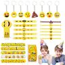 JOYUE 28 STUKS Emoji Feestartikelen Benodigdheden, Emoji Sleutelhangers Emoji Armband Emoji Slap Armbanden Perfect voor Verjaardagscadeaus en Feestcadeaus voor Kinderen