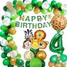 FeestmetJoep ® 56-delig feestpakket Jungle 45 stuks jungle ballonnen 4 jaar verjaardag jongen Jungle Jungle thema feestje Jungle versiering Jungle feestartikelen Jungle slinger