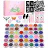 LEAZZLE 546 Tijdelijke Glitter Tattoo Kit, Tijdelijke Glitter Tattoo,48 Kleuren Tijdelijke Glitter Tattoo Kit Kids 250 Stencils, Make-up Glitter Kit Party Gifts Carnaval Halloween