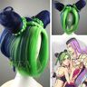 LINLINCD Jojos Cosplay pruik met gouden wind, Jolyne Cujoh, Kujo, groene broodjes, vlechten, Jojo No Kimyou Na Bouken, kunsthaar