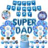 FSADASY Vaderdag decoraties, Happy Fathers Day Banner Super Dad Ballonnen Banner Vaderdag Gedrukt Folie Ballonnen Cake Toppers Vaderdag Feestbenodigdheden voor Vaderdag Verjaardagsfeest