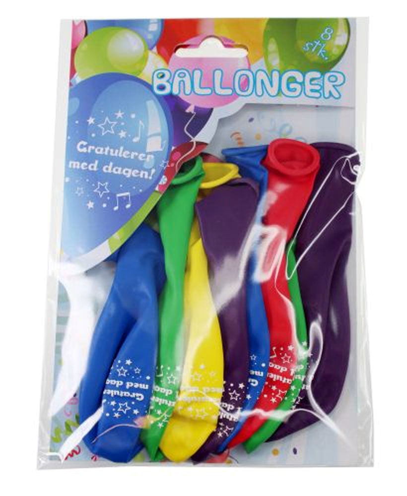 8 Stk Ballonger- Gratulerer Med Dagen