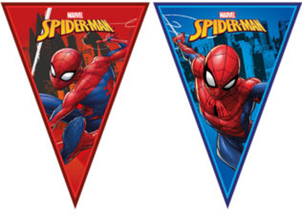 Marvel Spider-Man Bursdagsbanner 2,3 Meter Med 9 Flagg