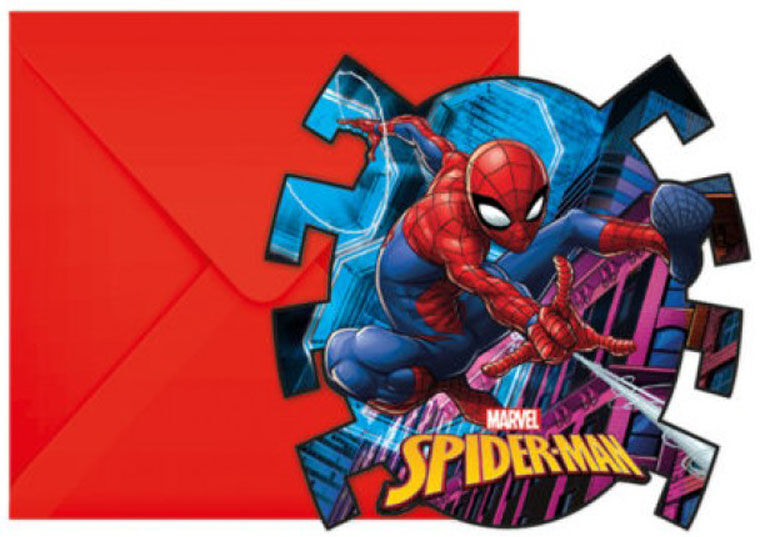 Marvel Spider-Man Invitasjoner Med Konvolutt 6 Stk