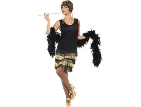 Disfrazzes Fato de Mulher Flapper Anos 20 Com Franjas (Tam: 7 a 9 anos)