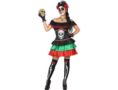 Disfrazzes Fato de Mulher Catrina Verde E Vermelho (Tam: M/L)