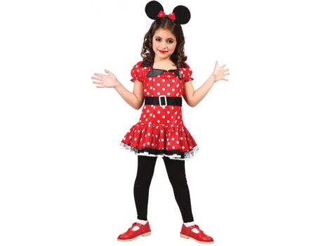 Disfrazzes Fato de Menina Minnie Vermelho Com Cinto Preto (Tam: 3 a 4 anos)