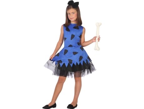 Disfrazzes Fato de Menina Mulher Das Cavernas Bea Azul E Preto (Tam: 7 a 9 anos)