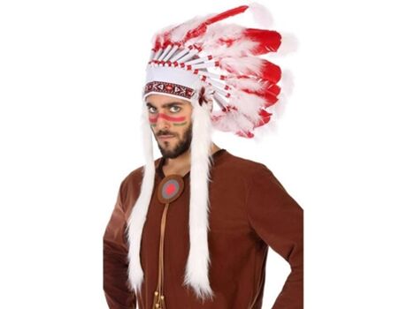 Disfrazzes Toucado Chefe Índio Branco E Vermelho
