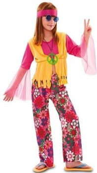 Disfrazzes Fato de Menina Hippie Rosa (Tam: 5 a 6 anos)