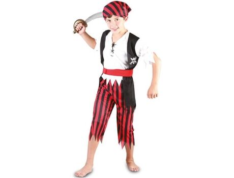 Disfrazzes Fato de Menino Pirata Riscas Vermelho E Preto (Tam: 7 a 9 anos)