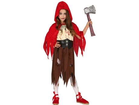 Disfrazzes Fato de Menina Capuchinho Zombie Vermelho E Castanho (Tam: 10 a 12 Anos)