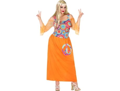 Disfrazzes Fato de Mulher Hippie Pacifista Laranja (Tam: XL - 48/52)