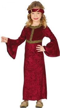 Disfrazzes Fato de Menina Dama Medieval Vermelho (Tam: 10 a 12 anos)