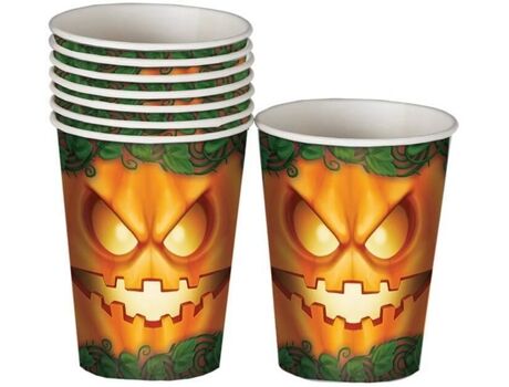 Disfrazzes Decorações de Halloween Copos Abóbora (8 Un - 10 cm)