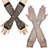 BFYHVP 2-par näthandskar, näthandskar svart, långa handskar dam, fisknätshandskar, näthandskar 80-tal, svarta handskar långa, glitterhandskar