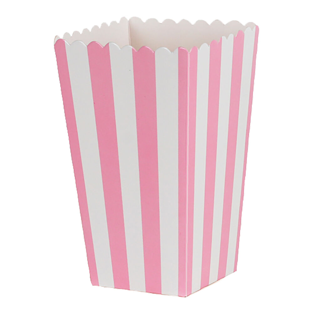 Wilton Popcornbox rosa ränder 6-pack
