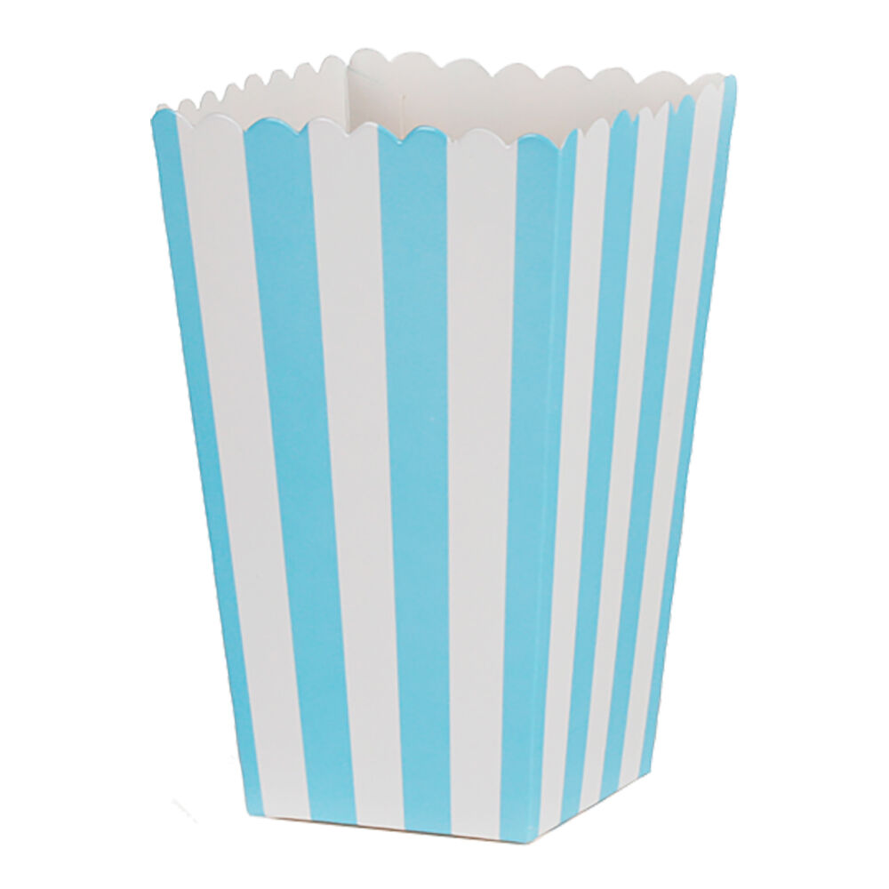Wilton Popcornbox ljusblå ränder 6-pack