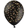 PARTYDECO Latexové balóniky čierne – netopiere – halloween – 30 cm – 6 ks