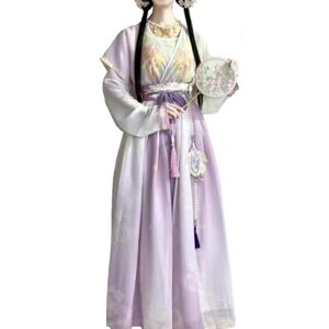 Zhongkaihua Hanfu Women's Clothes, Tang Suit, Pleated Skirt with Gown and Waist, Ancient Chinese Traditional Clothing Hanfu, Summer Long-Sleeved Outfit, Halloween Costume