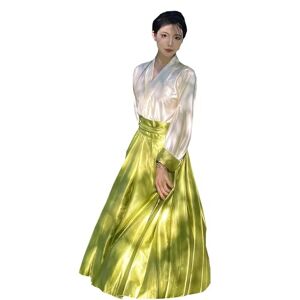 CYJAZNHH Chinese Hanfu Horse face Skirt, Hanfu Green Horse Face Skirt Suit Student Dance Costumes Elegant Fairy Skirt Halloween Christmas Costumes (Color : White+green, Size : XL)
