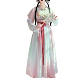 Zhongkaihua Hanfu Women's Clothes, Tang Suit, Pleated Skirt with Gown and Waist, Ancient Chinese Traditional Clothing Hanfu, Summer Long-Sleeved Outfit, Halloween Costume