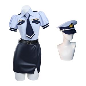 Fiamll Rem Cosplay Police Costume Adult Police Officer Uniform Cosplay Outfits with Police Hat Accessories Halloween Fancy Dress Costume M
