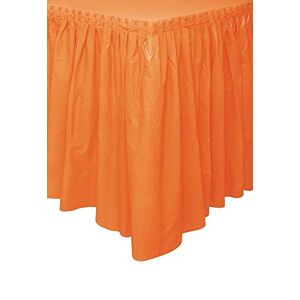 Unique Solid Orange Plastic Rectangular Table Skirt (73cm x 4 meters) 1 Count - Easy Assembly and Reusable, Elegant & Versatile Party Decor